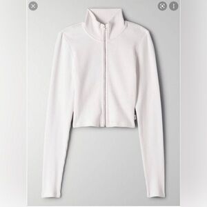 TNA White Crop Zip Up Long Sleeve Jacket